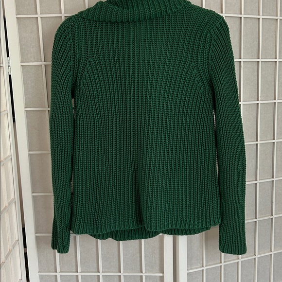 Talbots Pine Green Full Collar Cotton Sweater - Picture 4 of 6